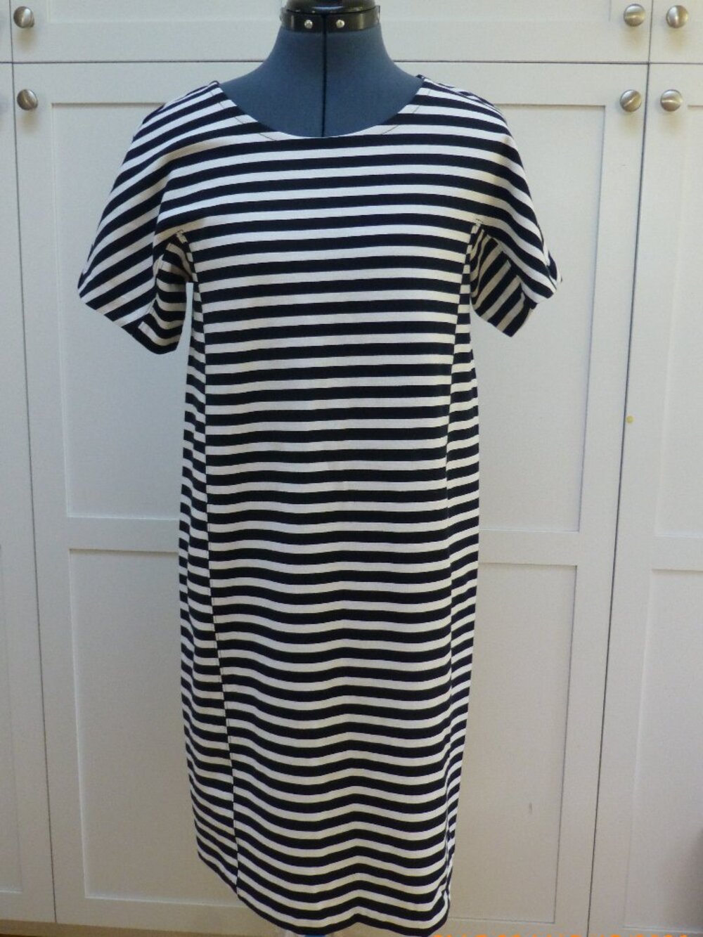 NWT J. Crew Womens Black and White Striped Short Sleeve Dress Size M